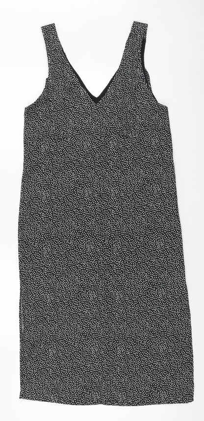 H&M Womens Black Geometric Polyester A-Line Size S V-Neck Pullover