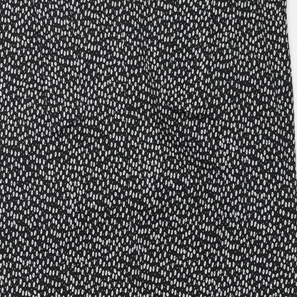 H&M Womens Black Geometric Polyester A-Line Size S V-Neck Pullover