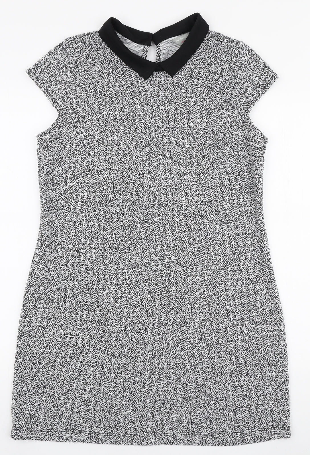 Dorothy Perkins Womens White Polyester A-Line Size 14 Collared Button