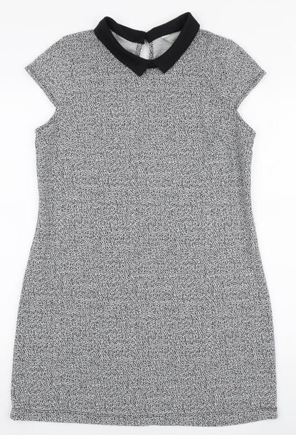 Dorothy Perkins Womens White Polyester A-Line Size 14 Collared Button