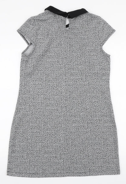 Dorothy Perkins Womens White Polyester A-Line Size 14 Collared Button