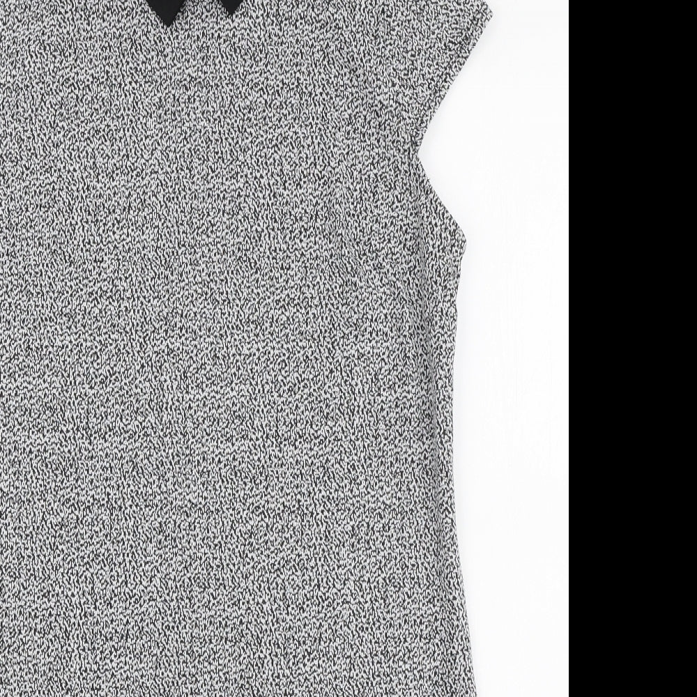 Dorothy Perkins Womens White Polyester A-Line Size 14 Collared Button