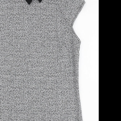 Dorothy Perkins Womens White Polyester A-Line Size 14 Collared Button