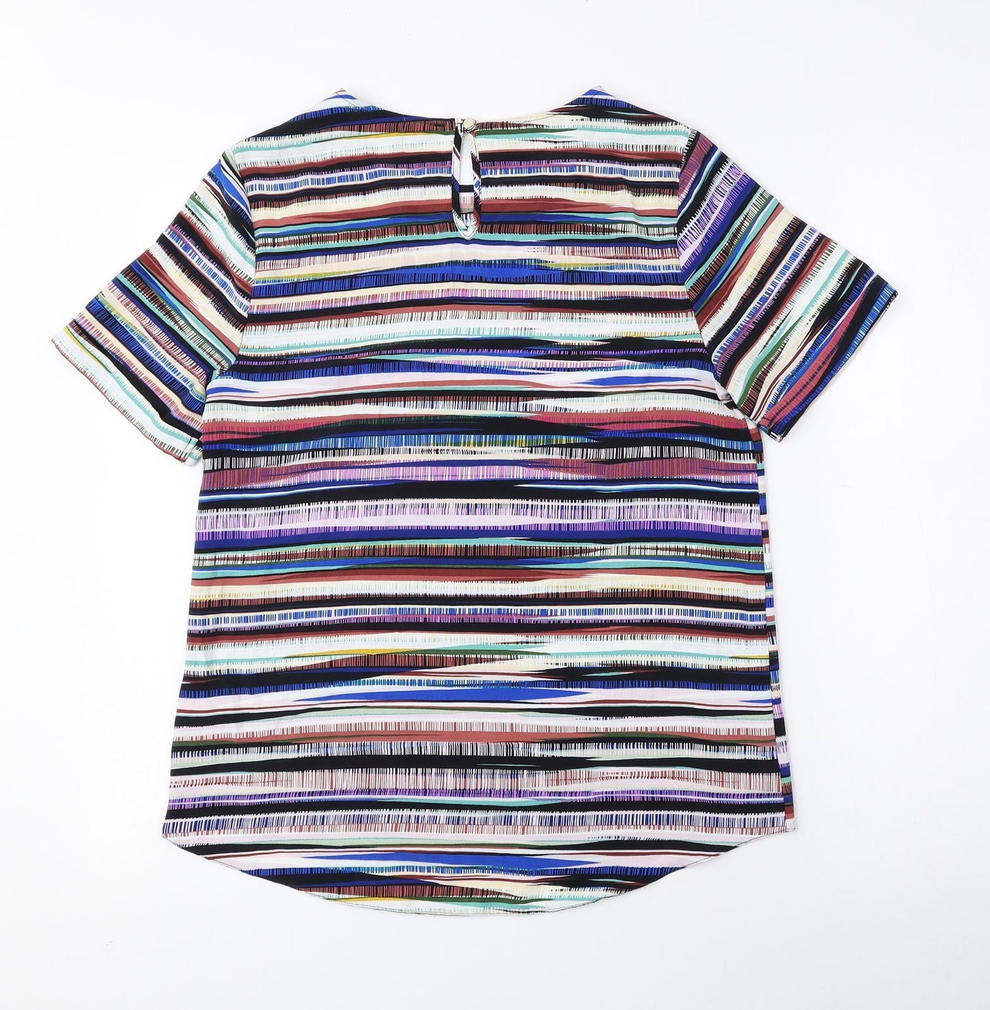 Primark Womens Multicoloured Geometric Polyester Basic Blouse Size 8 Round Neck