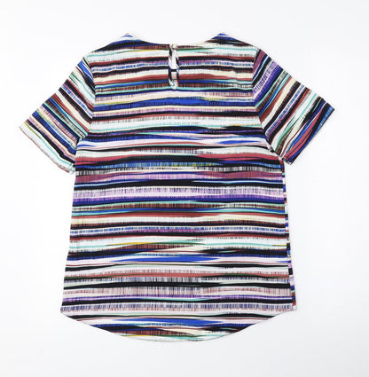 Primark Womens Multicoloured Geometric Polyester Basic Blouse Size 8 Round Neck