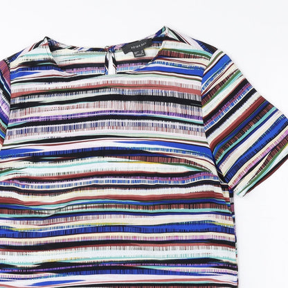 Primark Womens Multicoloured Geometric Polyester Basic Blouse Size 8 Round Neck