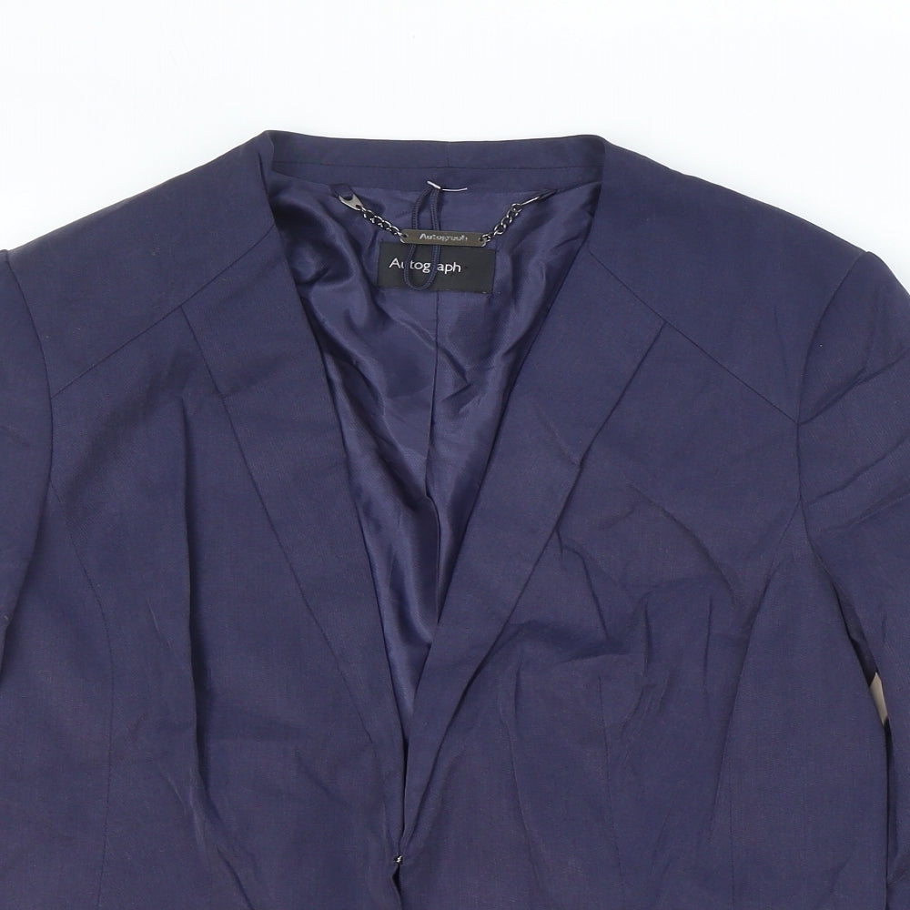 Autograph Womens Blue Jacket Blazer Size 10 Hook & Eye