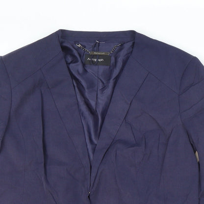 Autograph Womens Blue Jacket Blazer Size 10 Hook & Eye