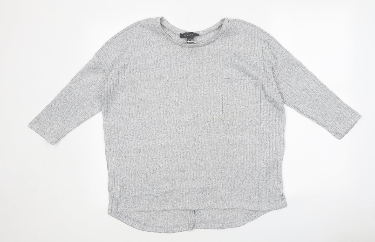 Primark Womens Grey Polyester Basic T-Shirt Size S Round Neck