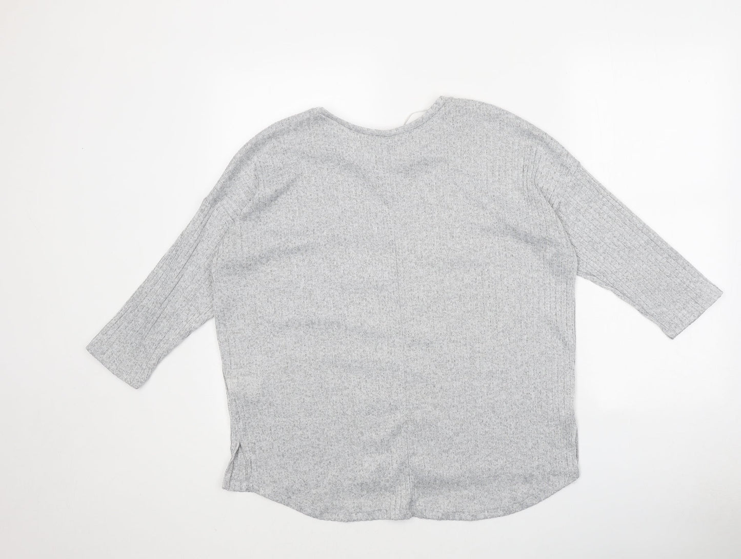 Primark Womens Grey Polyester Basic T-Shirt Size S Round Neck