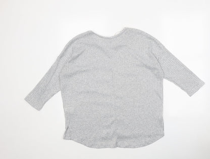 Primark Womens Grey Polyester Basic T-Shirt Size S Round Neck