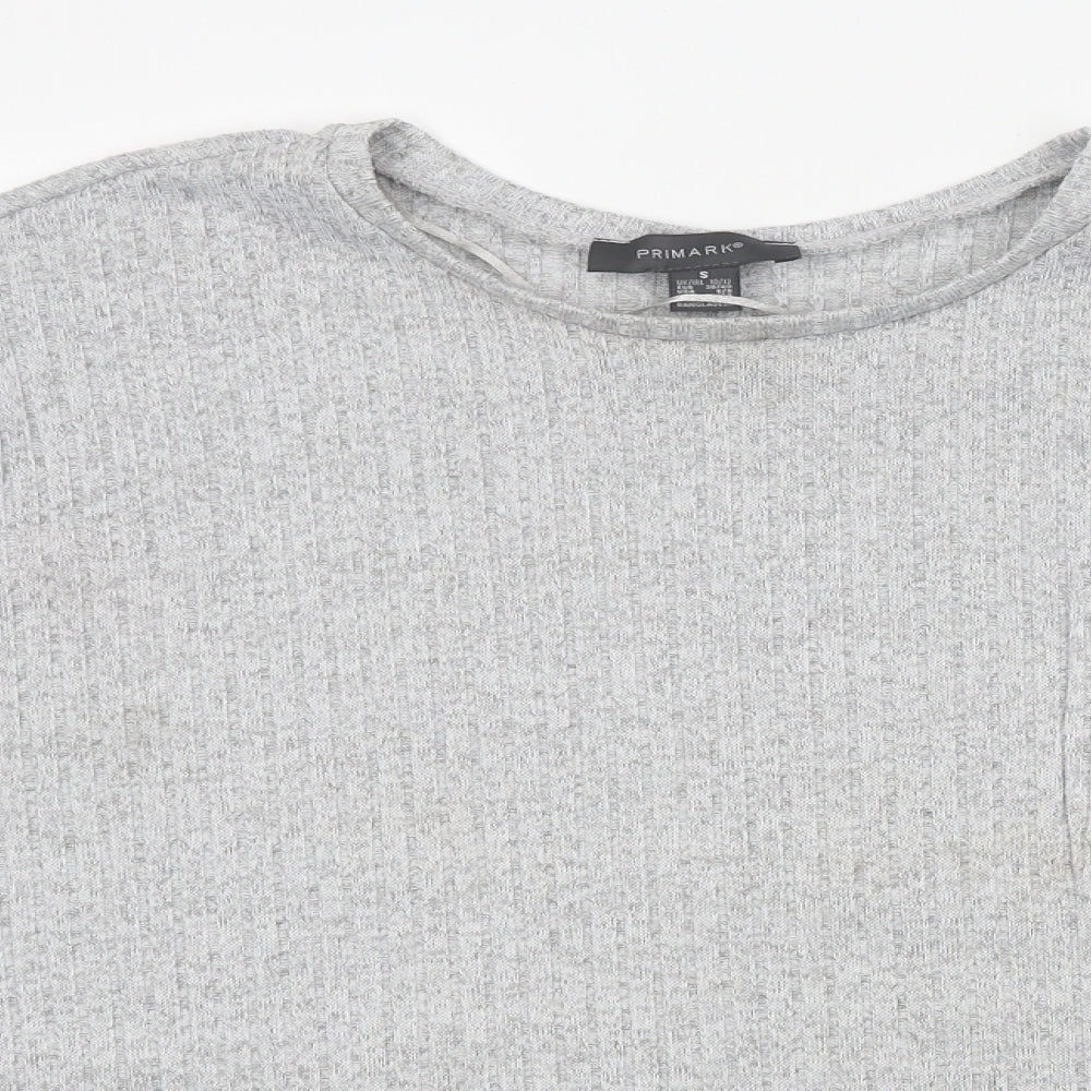 Primark Womens Grey Polyester Basic T-Shirt Size S Round Neck