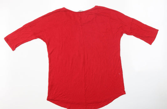 TU Womens Red Polyester Basic T-Shirt Size 10 Round Neck
