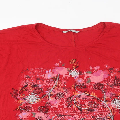 TU Womens Red Polyester Basic T-Shirt Size 10 Round Neck