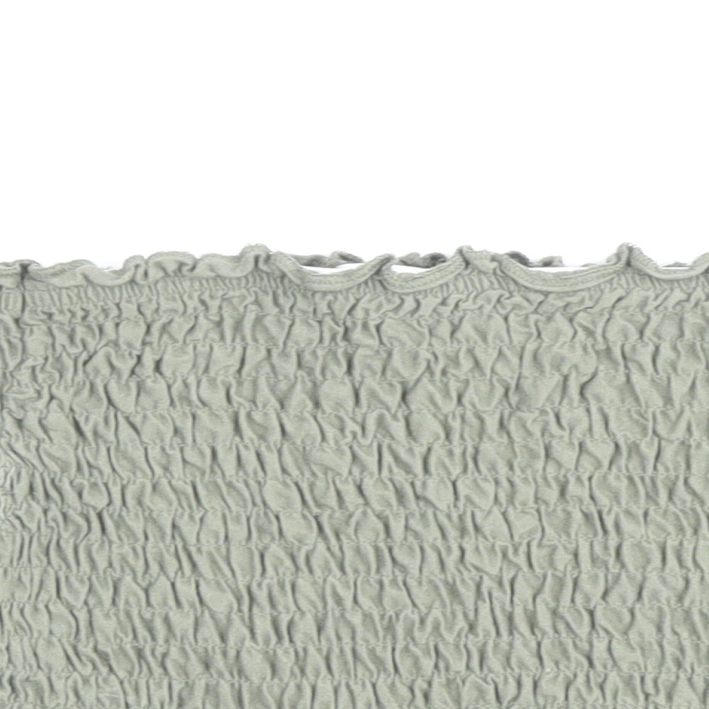 Miss Selfridge Womens Green Polyester Cropped T-Shirt Size 6 Off the Shoulder