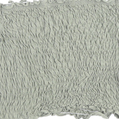 Miss Selfridge Womens Green Polyester Cropped T-Shirt Size 6 Off the Shoulder