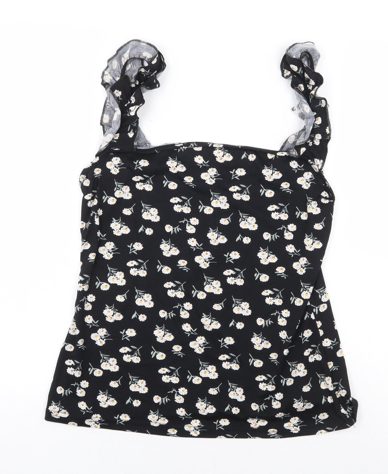 SheIn Womens Black Floral Cotton Basic Blouse Size L Off the Shoulder