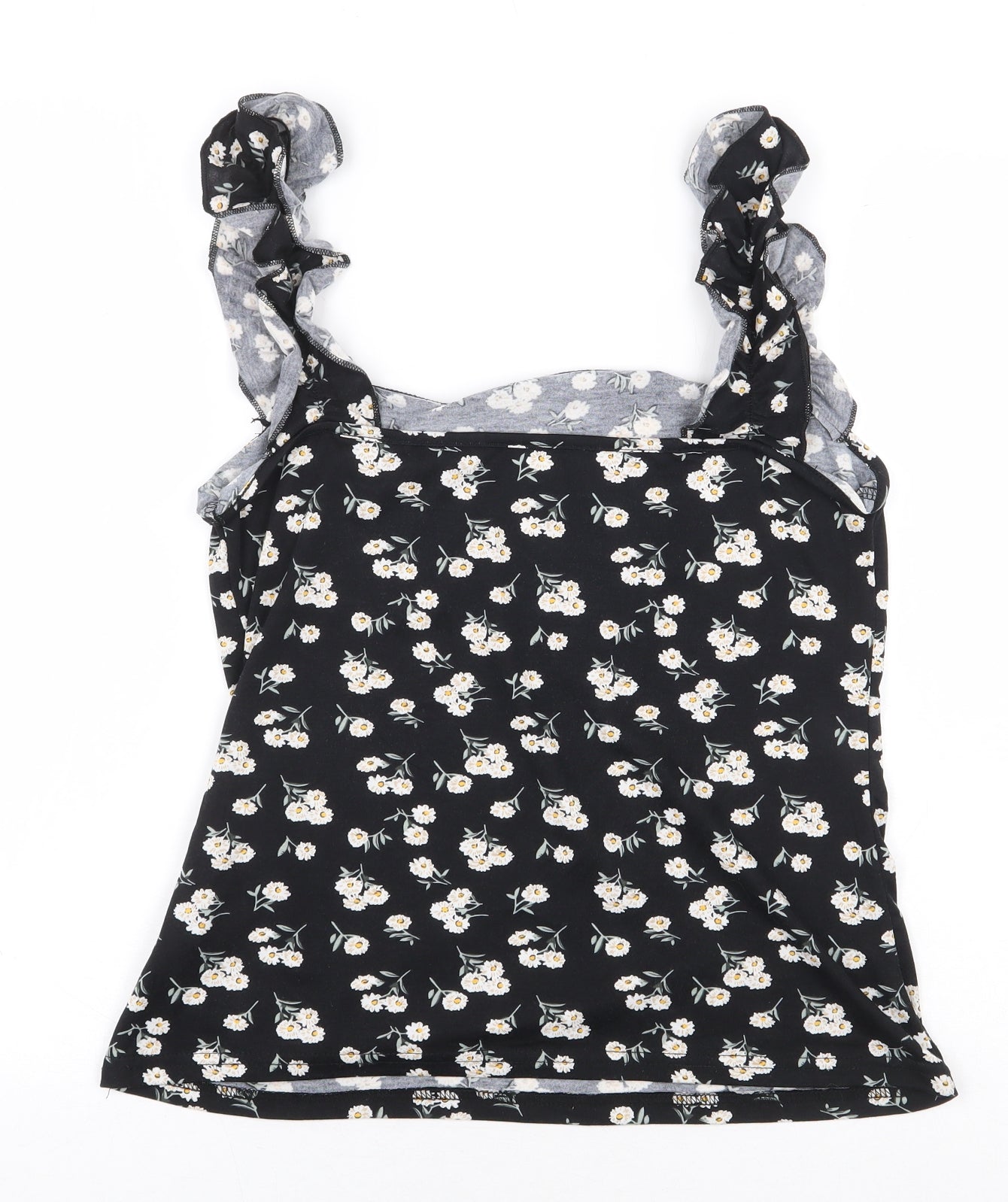 SheIn Womens Black Floral Cotton Basic Blouse Size L Off the Shoulder