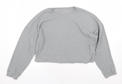 SheIn Womens Grey Round Neck Cotton Pullover Jumper Size L