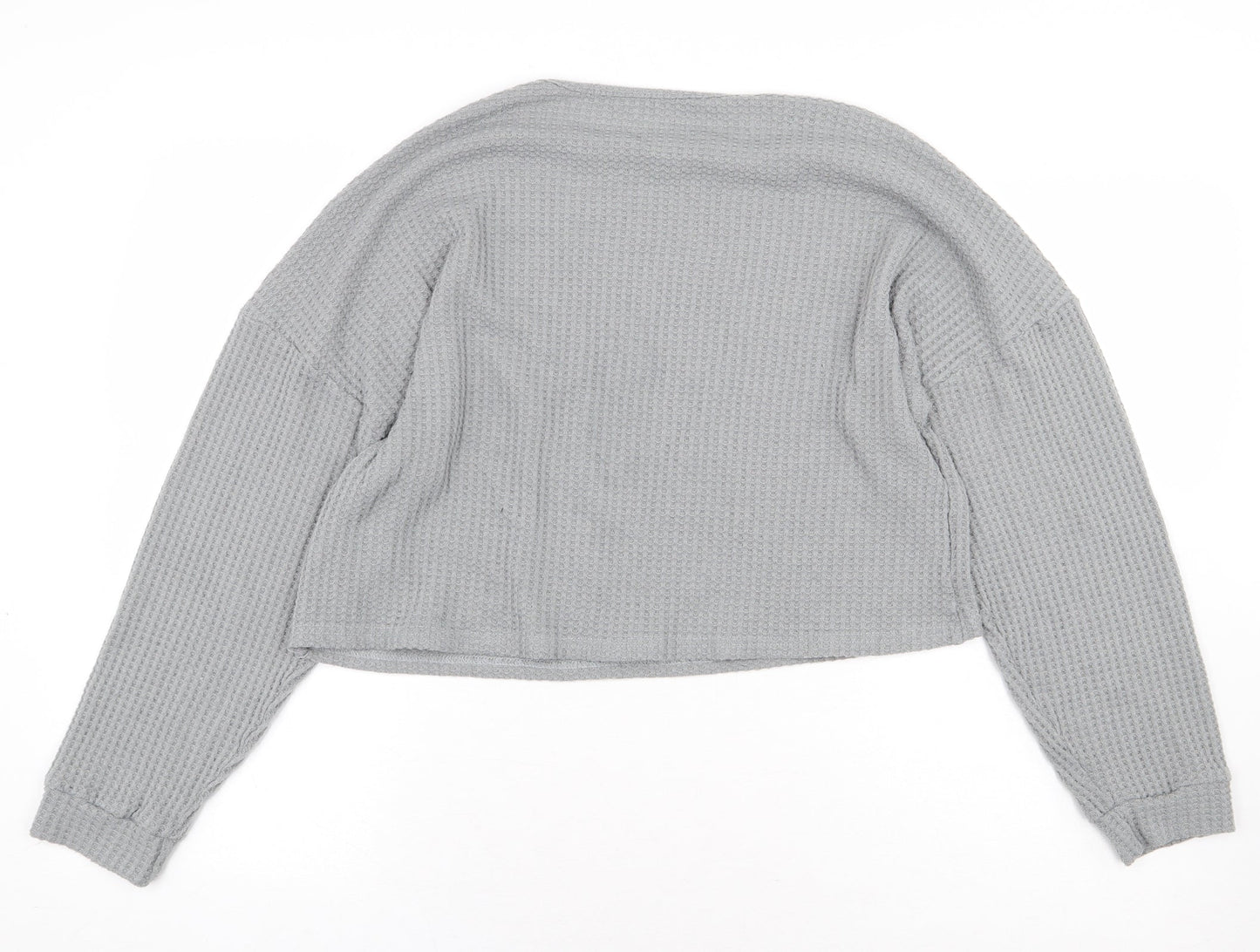 SheIn Womens Grey Round Neck Cotton Pullover Jumper Size L