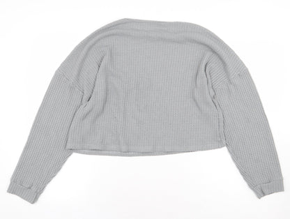 SheIn Womens Grey Round Neck Cotton Pullover Jumper Size L