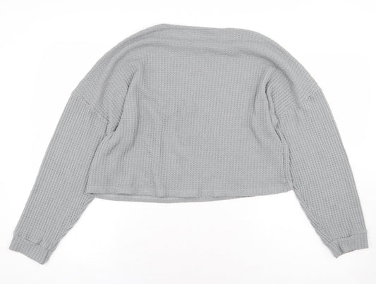 SheIn Womens Grey Round Neck Cotton Pullover Jumper Size L