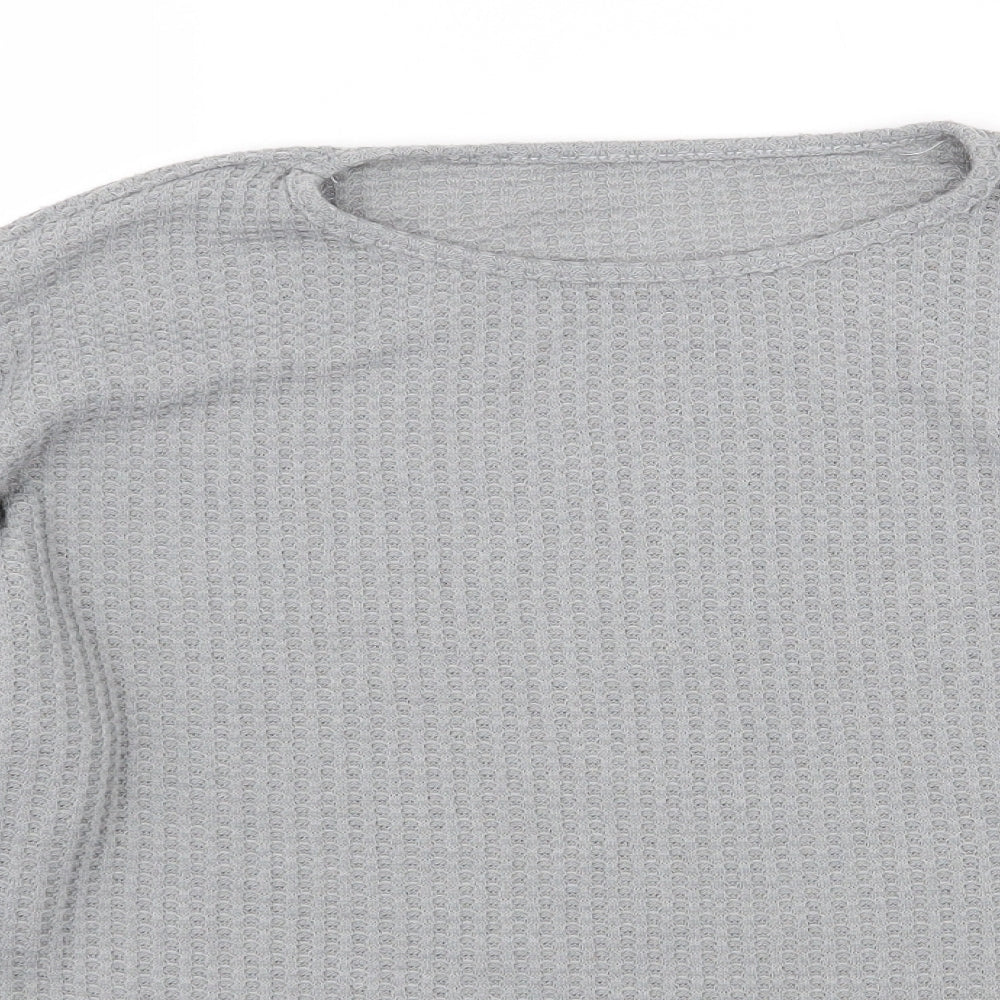 SheIn Womens Grey Round Neck Cotton Pullover Jumper Size L