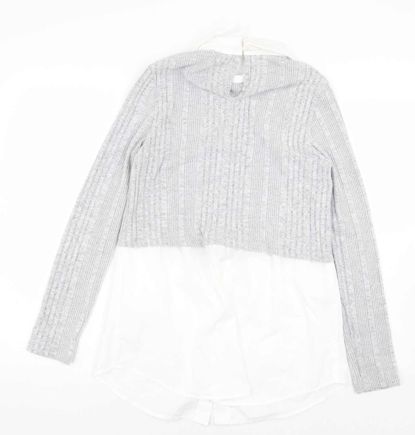 SheIn Womens Grey Polyester Basic Blouse Size M Collared - Shirt Bottom