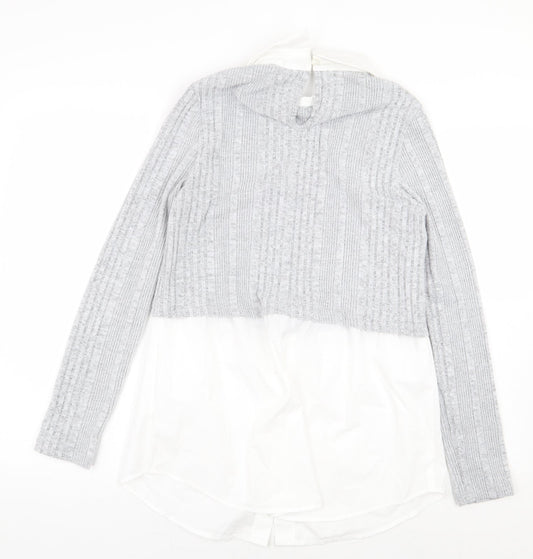 SheIn Womens Grey Polyester Basic Blouse Size M Collared - Shirt Bottom