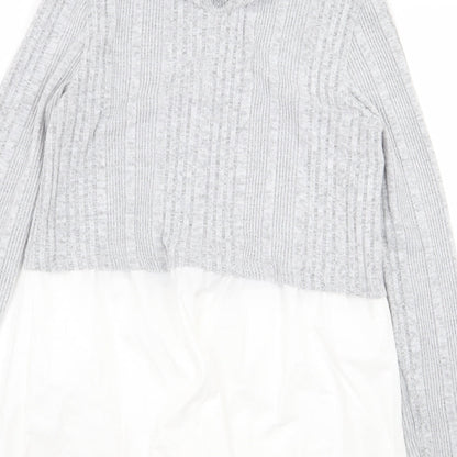 SheIn Womens Grey Polyester Basic Blouse Size M Collared - Shirt Bottom