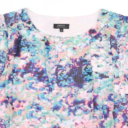Papaya Womens Multicoloured Floral Polyester Basic Blouse Size 10 Round Neck