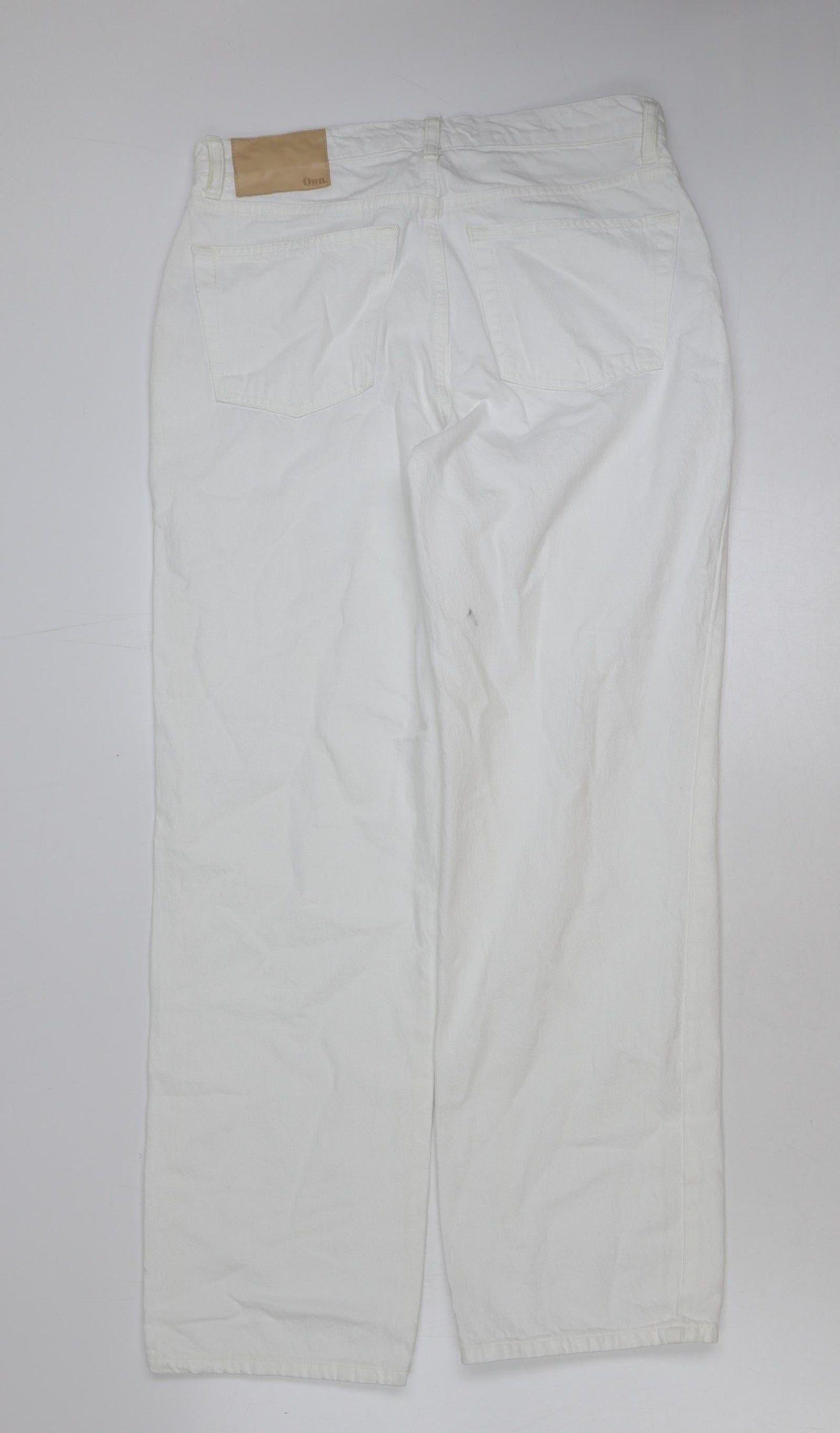 Own. Womens White Cotton Straight Jeans Size 30 in L30 in Regular Button
