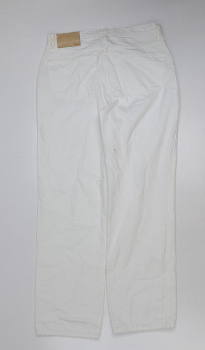 Own. Womens White Cotton Straight Jeans Size 30 in L30 in Regular Button