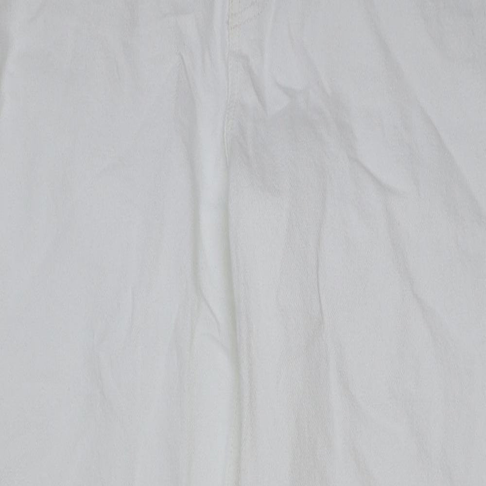 Own. Womens White Cotton Straight Jeans Size 30 in L30 in Regular Button