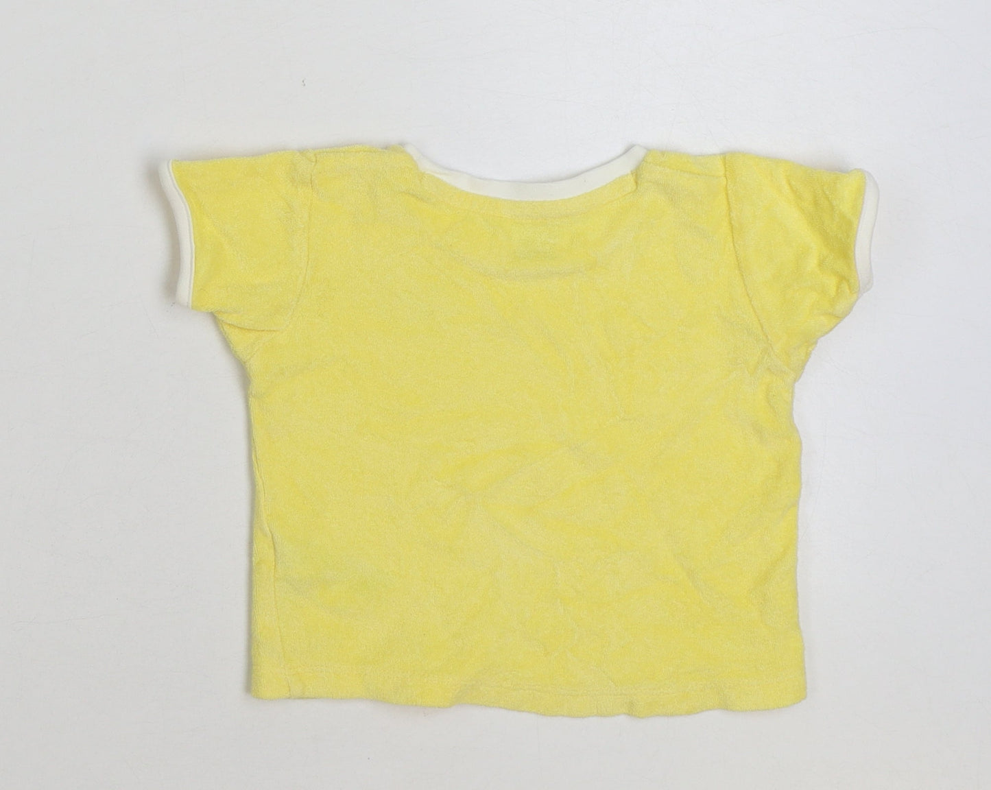 Primark Baby Yellow Cotton Basic T-Shirt Size 12-18 Months Round Neck Pullover - Smile