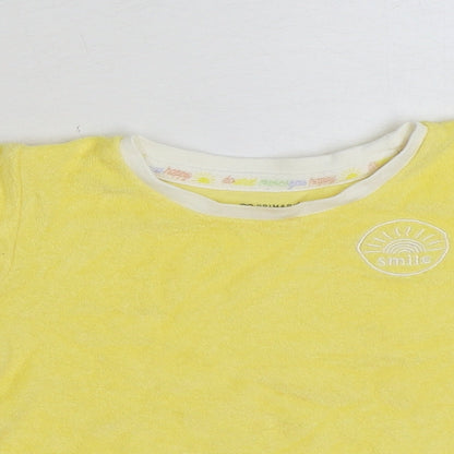 Primark Baby Yellow Cotton Basic T-Shirt Size 12-18 Months Round Neck Pullover - Smile