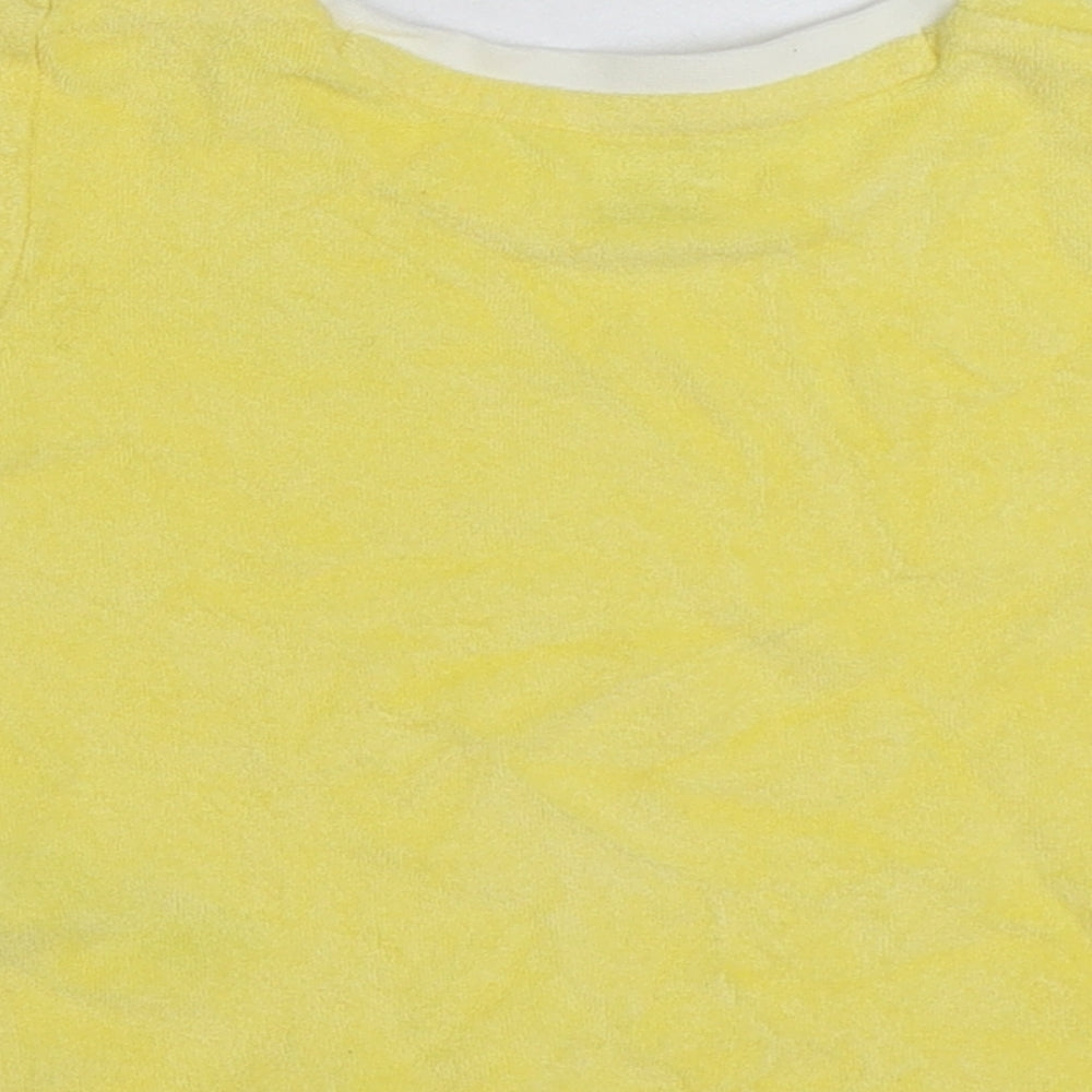 Primark Baby Yellow Cotton Basic T-Shirt Size 12-18 Months Round Neck Pullover - Smile