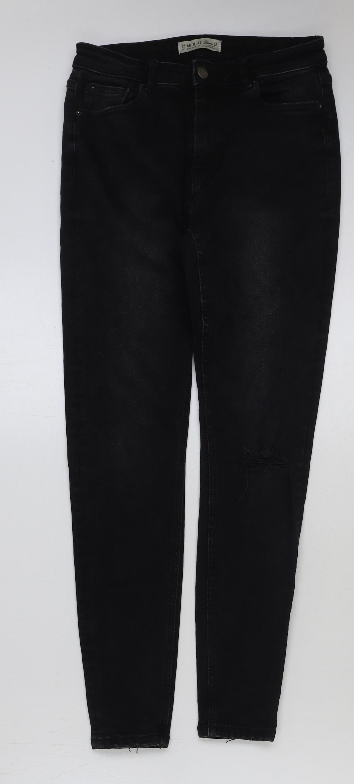 Denim & Co. Womens Black Cotton Skinny Jeans Size 12 L29 in Regular Button