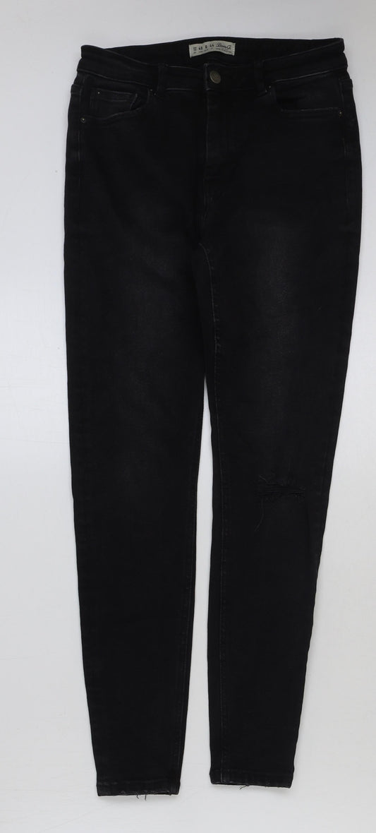 Denim & Co. Womens Black Cotton Skinny Jeans Size 12 L29 in Regular Button