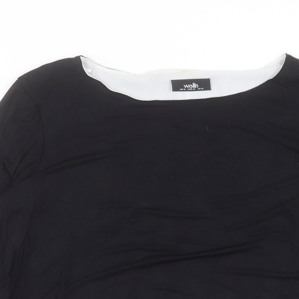 Womens UK Size 16 Wallis Black Basic T-Shirt