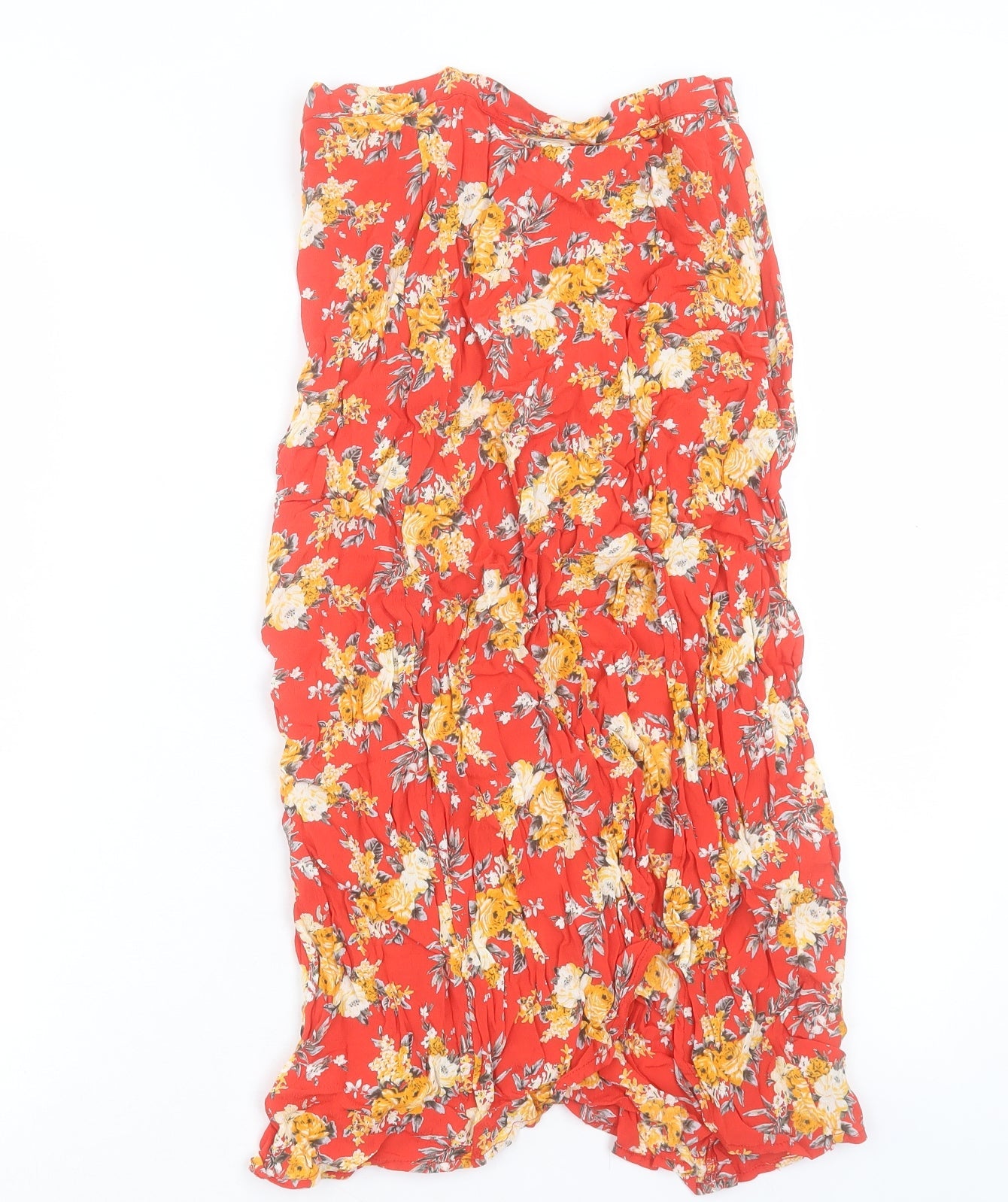 Miss Selfridge Womens Red Floral Viscose A-Line Skirt Size 8 Zip