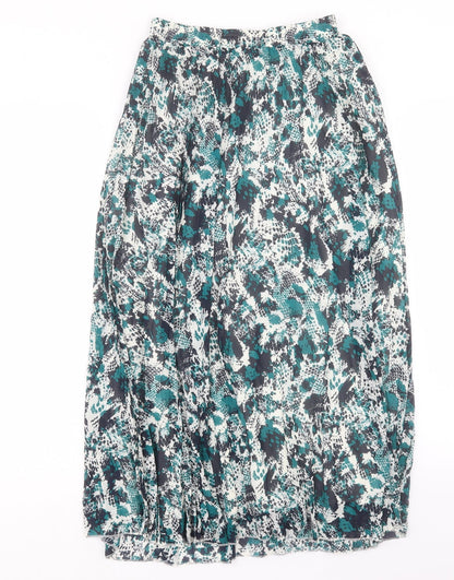 Marks and Spencer Womens Green Animal Print Polyester A-Line Skirt Size 6