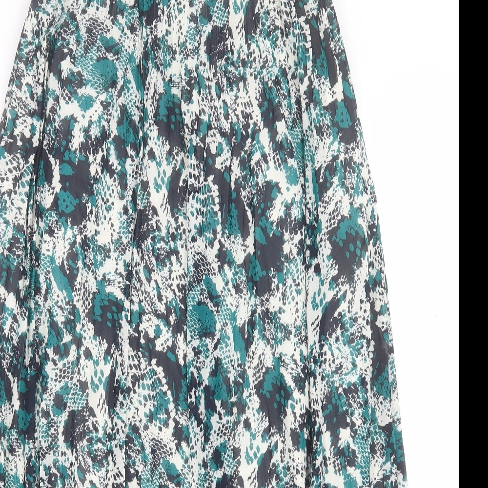 Marks and Spencer Womens Green Animal Print Polyester A-Line Skirt Size 6