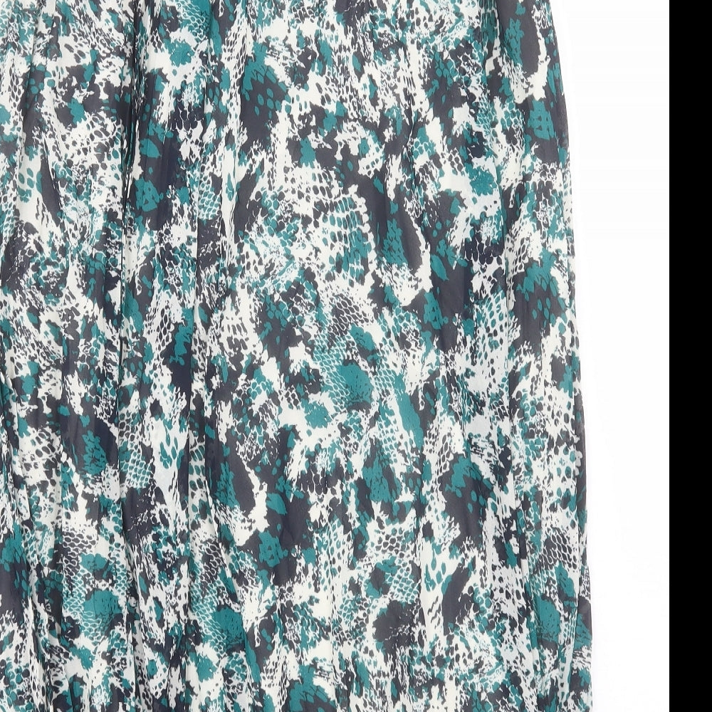 Marks and Spencer Womens Green Animal Print Polyester A-Line Skirt Size 6