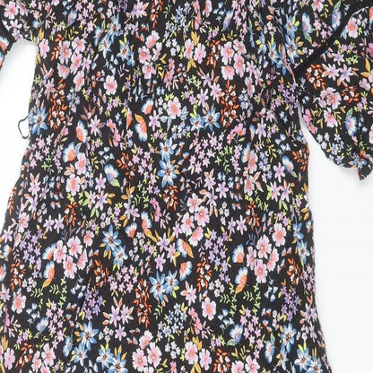 Marks and Spencer Womens Multicoloured Floral Viscose A-Line Size 6 Scoop Neck Pullover