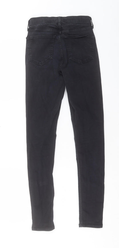 Topshop Womens Black Cotton Skinny Jeans Size 25 in L34 in Regular Button
