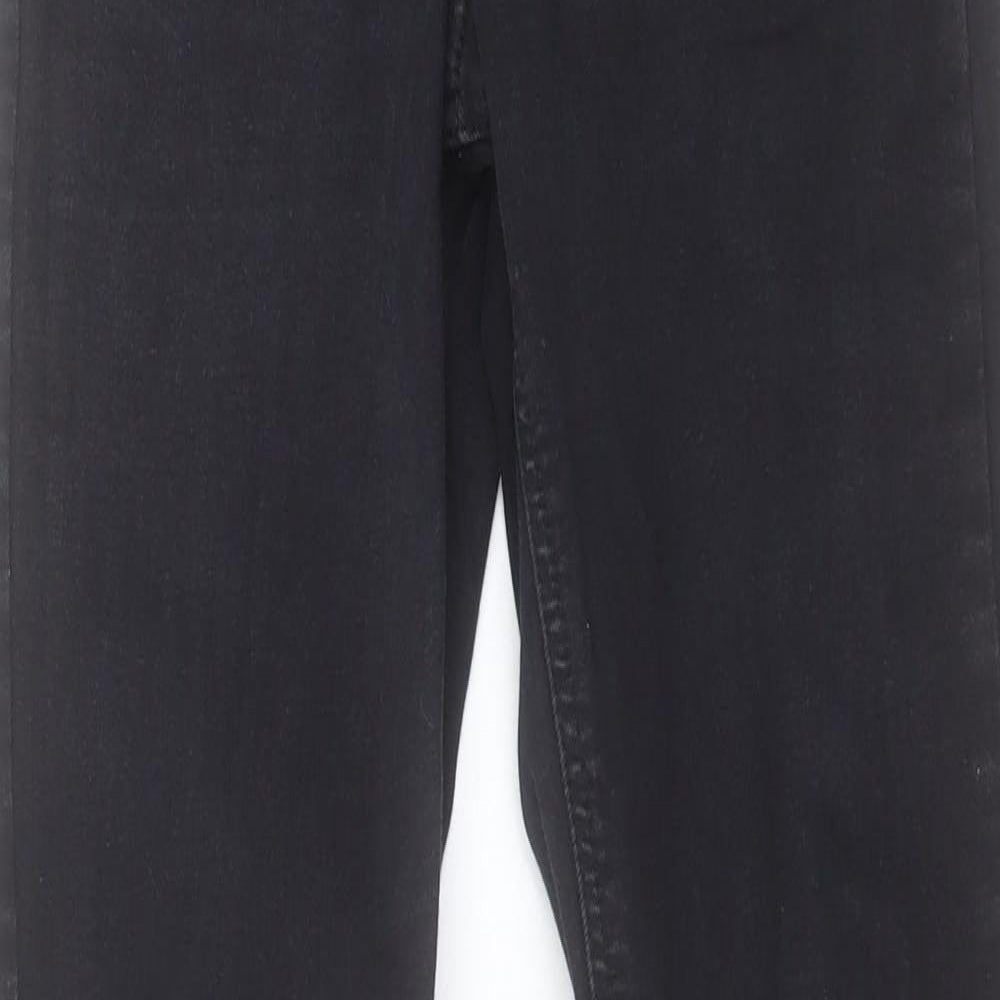 Topshop Womens Black Cotton Skinny Jeans Size 25 in L34 in Regular Button