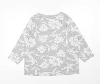 TU Womens Grey Boat Neck Floral Polyester Pullover Jumper Size 14