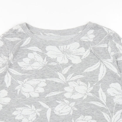 TU Womens Grey Boat Neck Floral Polyester Pullover Jumper Size 14