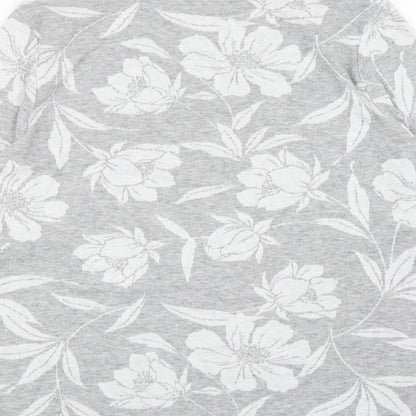 TU Womens Grey Boat Neck Floral Polyester Pullover Jumper Size 14